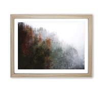 Mist Around The Forest Painting Modern Art Framed Print | A2 Oak Framed Wall Art | Ready to Hang | Modern Landscape Picture | Living Room Bedroom Lounge Office