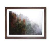 Mist Around The Forest Painting Modern Art Framed Print | A3 Walnut Framed Wall Art | Ready to Hang | Modern Landscape Picture | Living Room Bedroom Lounge Office