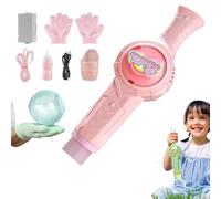 Mist Bubble Wand, Elastic Bubble Fog Wand, Fog Bubble Machine, Rechargeable Automatic Electric Smoke Bubble Machine with Colorful Lights & Music, Fog Bubble Wand Summer Toy Gift for Boy, Girl (Pink)