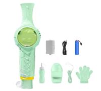 Mist Bubble Wand, Elastic Bubble Fog Wand, Smoke Bubble Machine, Rechargeable Fog BubbleMaker with Lights & Sound, Interactive Stem Toy Kit for Kids, Outdoor Summer Play (Green)