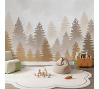Mist Forest Photo Wallpaper for Living Room 400 x 280cm Wall Art | Non-Woven Wall Murals 3D Effect Decoration Poster for Bedroom, Contemporary Minimalist Tree Wallpapers for Home Decor