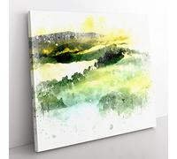 Mist Over Da Lat in Vietnam in Abstract Modern Canvas Wall Art Print Ready to Hang, Framed Picture for Living Room Bedroom Home Office Décor, 35x35 cm (14x14 Inch)