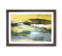 Mist Over Da LAT in Vietnam Painting Framed Print | A2 Walnut Framed Wall Art | Ready to Hang | Modern Historical Picture | Living Room Bedroom Lounge Office