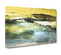 Mist Over Da Lat In Vietnam Painting Modern Art Canvas Wall Art Print Ready to Hang, Framed Picture for Living Room Bedroom Home Office Décor, 24x16 Inch (60x40 cm)