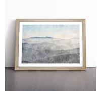 Mist Over Snowdonia in Wales Framed Wall Art Picture Print - Canvas Painting - Modern Home Décor Poster - Ready to Hang for Living Room Bedroom Kitchen - Oak A3 (36 x 48 cm)