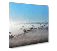 Mist Over the Cotswolds Canvas Print | Gallery Wrapped 30mm Frame Wall Art | 14x14 inches | Ready to Hang | Abstract Picture | Living Room Bedroom Lounge Office