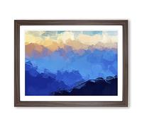Mist Over The Mountains In Abstract Modern Art Framed Print | A4 Walnut Framed Wall Art | Ready to Hang | Abstract Landscape Picture | Living Room Bedroom Lounge Office