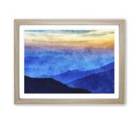 Mist Over The Mountains Painting Modern Art Framed Print | A2 Oak Framed Wall Art | Ready to Hang | Modern Landscape Picture | Living Room Bedroom Lounge Office