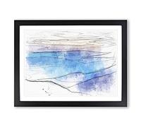Mist Over The Mountains Sketch Modern Art Framed Print | A3 Black Framed Wall Art | Ready to Hang | Modern Landscape Picture | Living Room Bedroom Lounge Office