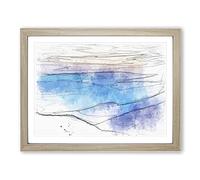 Mist Over The Mountains Sketch Modern Art Framed Print | A3 Oak Framed Wall Art | Ready to Hang | Modern Landscape Picture | Living Room Bedroom Lounge Office