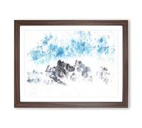 Mist Over The Sea In Portugal Watercolour Modern Framed Print | A3 Walnut Framed Wall Art | Ready to Hang | Modern Nautical Picture | Living Room Bedroom Lounge Office