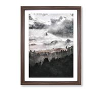 Mist Over Wurzjoch In Italy Painting Modern Framed Print | A2 Walnut Framed Wall Art | Ready to Hang | Modern Historical Picture | Living Room Bedroom Lounge Office