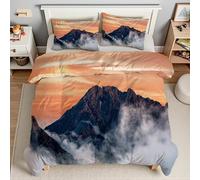 Mist Queen Duvet Mountain Peaks Queen Quilt 7.5 Tog Lightweight Soft Comforter Set, All Seasons Reversible Coverless Microfiber Duvet with 2 Pillowcases Machine WashableT3460