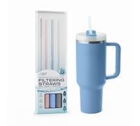 Mist Replacement Filtering Straw Compatible with Stanley Cup and 40 oz 30 oz Tumblers, 3 Pack with Gray, Blue, Pink and Cleaning Brush