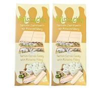 Mistachio Turkish Chocolate - 80g Each | Cotton Candy & Pistachio Filling | Luxury Fruity | Middle Eastern Dessert, Gourmet Gift, Celebration Treat (Pack of 2, White Chocolate)