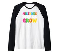 Mistakes Help Us Grow Positive Quote Raglan Baseball Tee
