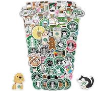 MiStar 102 PCS Coffee Stickers for Cups, Star Bucks Logo Merchandise Sticker Packs for Water Bottles Mug Laptop Scrapbooking Birthday Party Favors Decorations Gifts Waterproof Vinyl Decals