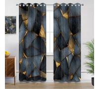 Mistela Abstract Art Curtains for Living Room, Modern Geometric Blackout Curtains 90x90, Thermal Insulated Extra Wide Bedroom Curtain Eyelet, 2 Panels Drapes Grey Gold Window Treatment