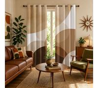 Mistela Abstract Curtains for Bedroom, Modern Geometric Brown Blackout Thermal Insulated Eyelet Curtains for Living Room, W66 X D72, 2 Panels Drapes Room Decor