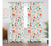 Mistela Alphabet ABC Kitchen Curtains for Windows - Kids Boys Girls Nursery Blackout Eyelet Curtain 54 Drop, Short Curtains for Bedroom, W46 X D54, 2 Panels Drapes Home Decor