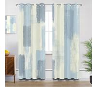 Mistela Duck Egg Blue Blackout Curtains - Light Blue and Cream Modern Abstract Curtains Eyelet, Thermal Insulated Curtain for Living Room Bedroom, W66 X D90, 2 Panels Drapes House Decor