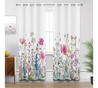 Mistela Floral Curtains - Colorful Spring Wildflower Bedroom Curtain Eyelet Blackout Thermal Insulated, Small Window Curtains for Living Room, W46 X D72, 2 Panels Drapes Home Decor