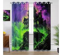 Mistela Goth Castle Bedroom Curtains Eyelet, Gothic Blackout Thermal Insulated Soundproof Curtains for Living Room, W52 X D84, 2 Panels Window Treatments Spooky Home Decor