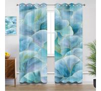 Mistela Green and Blue Curtains for Living Room, Modern Stained Glass Abstract Blackout Curtains Thermal Insulated Extra Long Bedroom Curtain Eyelet, W90 X D108, 2 Panels Drapes Home Decorations
