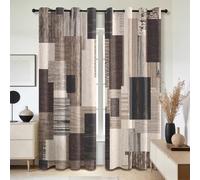 Mistela Modern Abstract Curtains - Rustic Geometric Patchwork Bedroom Curtain Eyelet Blackout Thermal Insulated, Small Window Curtains for Living Room, W46 X D72, 2 Panels Brown Beige Window Treatment