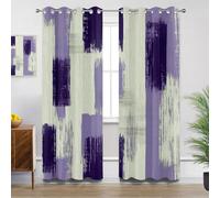 Mistela Purple Blackout Curtains for Bedroom, Dark Purple Modern Abstract Brush Stroke Thermal Insulated Eyelet Long Curtains for Living Room, W46 X D90, 2 Panels Window Treatments Home Decorations