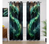 Mistela Snake Curtains - Green Snake Bedroom Curtain Eyelet Blackout Thermal Insulated, Small Window Curtains for Living Room, W46 X D72, 2 Panels Fantasy Animal Window Treatment