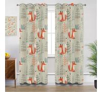 Mistela Woodland Animal Curtains - Cartoon Fox Forest Kids Bedroom Curtain Eyelet Blackout Thermal Insulated, Small Window Curtains for Living Room, W46 X D72, 2 Panels Drapes Home Decor
