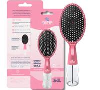 Mister Brush 2-in-1 Hairbrush Mister - Innovative Hair Mist & Brushing Tool for Wet & Dry Hair Styling - No-Tangle Bristles, Convenient Water Reservoir, Easy-to-Use (Pink)