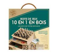 MISTER GADGET, MG3477 Set of 10 Wooden Board Games, Chess, Checkers, Goose Game, Snakes and Ladders, Solitaire, Backgammon, Chinese Checkers, Poker, Dice, Awalé