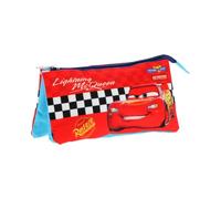 MISTER LICENSE COMPANY, S.L. Disney Cars Lightning McQueen Triple Pencil Case | Kids 3 Compartment Zipped School Pencil Pouch | Red Children's Stationery Organiser for School