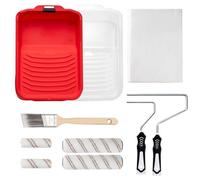 Mister Rui 10-Piece Paint Roller Set, 9 Inch Microfibre Paint Roller Set, 4 Inch Microfibre Paint Roller Sleeve, Paint Tray and Liner, Foam Brushes and Paint Brushes, Painting Tools for House Painting