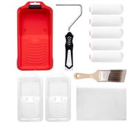 Mister Rui 11-Piece Foam Paint Roller Kit, 4-Inch Roller with Ergonomic Handle, Magnetic Paint Tray & Liners, High-Density Foam Covers with Brush, Painting Supplies for Walls, Cabinets, and Trim