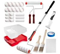 Mister Rui 20PCS 9" Paint Roller Kit with Extension Pole, Paint Roller Set with Trays Liners Frames, Painting Supplies for Home Interior, Complete Wall Painting Tools for Professional & DIY