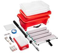 Mister Rui 23-Piece Professional Paint Roller Kit, 4"18" Microfiber Paint Rollers with Extension Pole 4 FT, Paint Bucket, Paint Pan with Liners, Long Paint Roller for Painting Walls & Ceilings