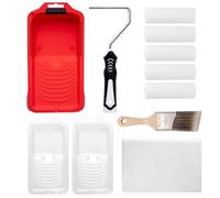 Mister Rui 4 inch foam paint roller set, high-density foam covers, paint roller frame, paint tray and paint tray inserts, 2 inch angled paint brush, paint protection film for painting and