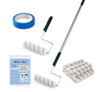 Mister Rui 9 Inch Paint Roller, Microfiber Roller Covers with Extension Pole, 5-Wire Roller Frame, Drop Cloth and Tape, Paint Rollers for Painting Walls, Painting Supplies