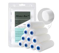Mister Rui Foam Paint Roller, Sponge Paint Roller Sleeve, High Density Foam, for Furniture Painting and Decorating, 4 Inch Head-Rounded Design (110mm), Pack of 10