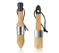 Mister Rui Wax Paint Brush 2 Pack, Small Stencil Paint Brush Flat & Oval, Natural Bristle Brush for Painting, Stencils, Waxing, Home Decor, DIY Art Crafts