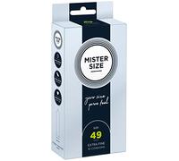 MISTER SIZE 49mm Ultra-Sensitive Condoms for Men - Extra Thin, Extra fine, Extra lube/Made from 100% Natural Rubber Latex in Your Size XS - S/Real Feel Pack of 10