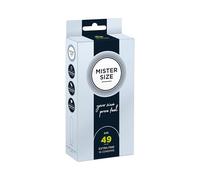 MISTER SIZE Condoms Extra Thin Natural Latex Lubricated 10 Pack 49mm (S) | extra thin latex condoms, extra lubricated, dermatologically tested, vegan formula, size 49 mm (S), 10 pack