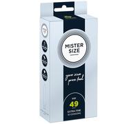 MISTER SIZE Condoms - Extra Thin & Ultra Soft - Natural Feel - Extra Lubricated - Perfect Fit - Natural Rubber Latex - Maximum Safety - 10 Pack, 49 mm