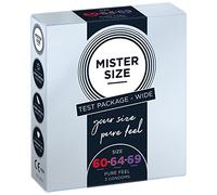 MISTER SIZE Condoms - Extra Thin & Ultra Soft - Natural Feel & Extra Lubricated - Perfect Fit - Natural Rubber Latex for a Natural Feel & Maximum Safety (3 Pack, Test Set with Measuring Tape)