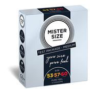 MISTER SIZE - Pure Feel: Feelgood Condoms (Ultra Thin and extra lubricated) - 100% Natural Rubber Latex in your Individual Size (M-XL) (53 - 57 - 60 mm, 3 Pieces (Pack of 1))