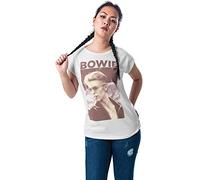 Mister Tee Damen Ladies David Bowie T-Shirts, White, XL