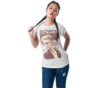 Mister Tee Women's Ladies David Bowie Tee T Shirt, White, XS UK